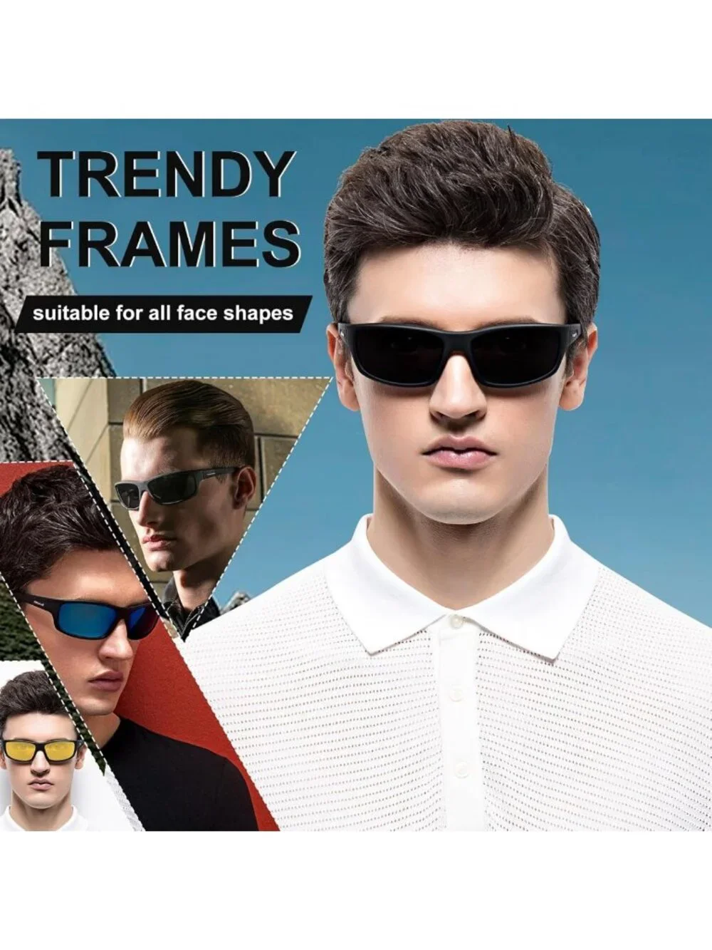 Matte Finish Polarized Sport Sunglasses for Men | UV Protection, Mirror Lens